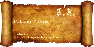 Baksay Maxim névjegykártya
